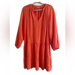 RAILS Aureta Long Sleeve Dress Woman Sz M Orange Papaya New